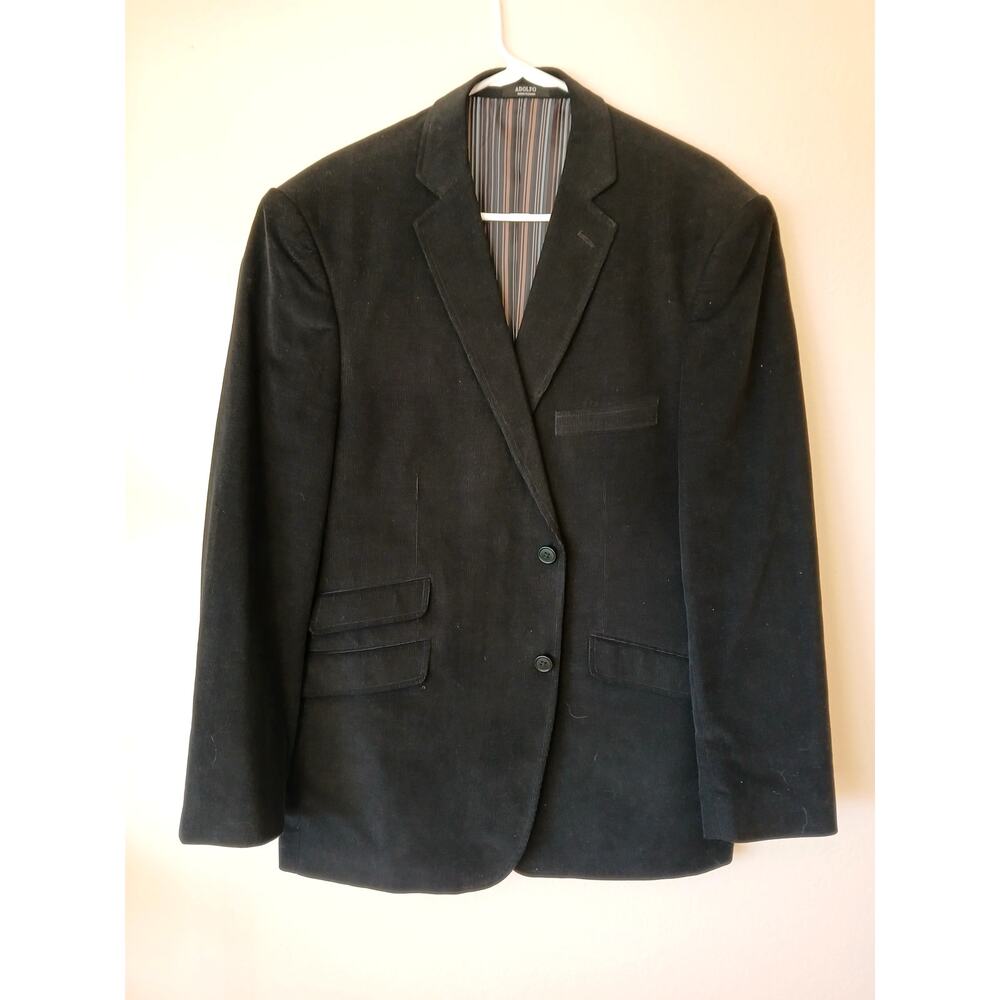 Adolfo Men's Black Corduroy Blazer Sports Coat 46R